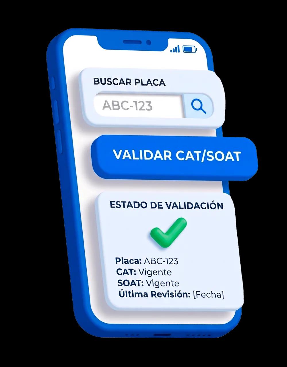 Búsqueda y validación de CAT/SOAT por placa desde el app