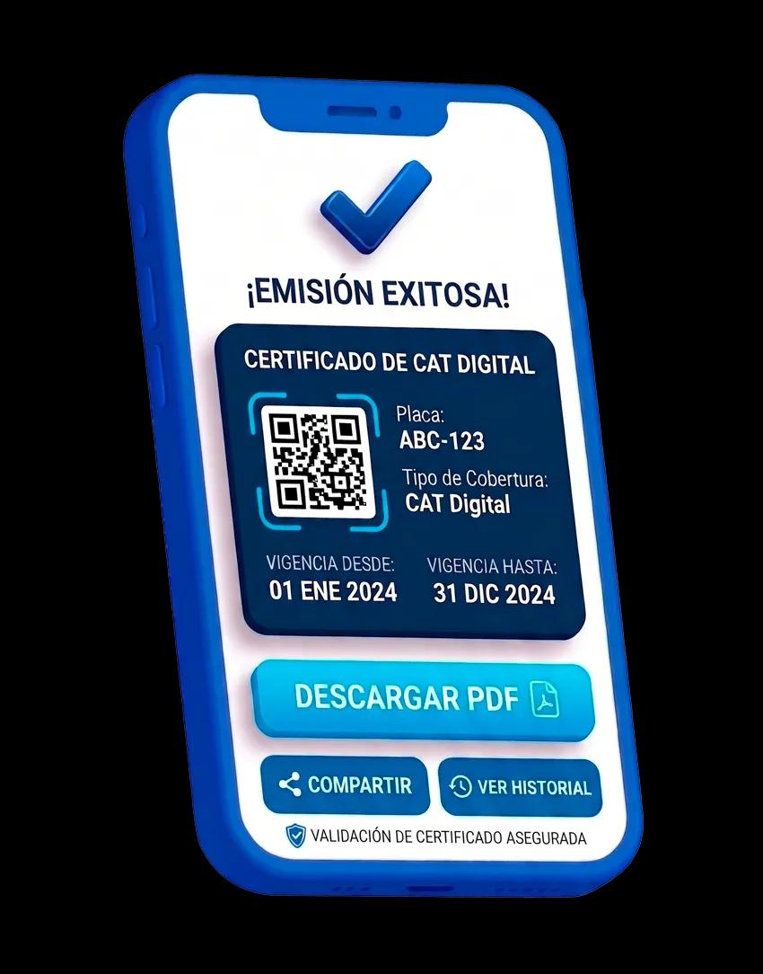 Emisión y verificación de CAT electrónico desde el app, validado contra el registro nacional